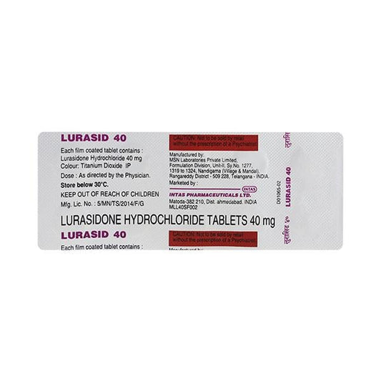 Lurasid 40mg Tablet 10'S - Global Surgicals