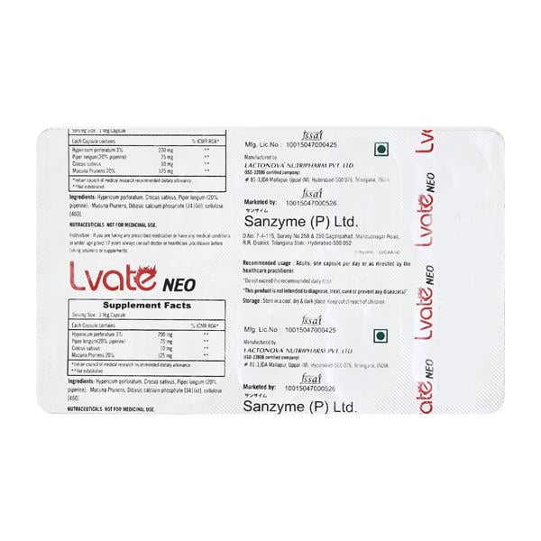 LVATE NEO (VEG) Capsule 10's - Global Surgicals