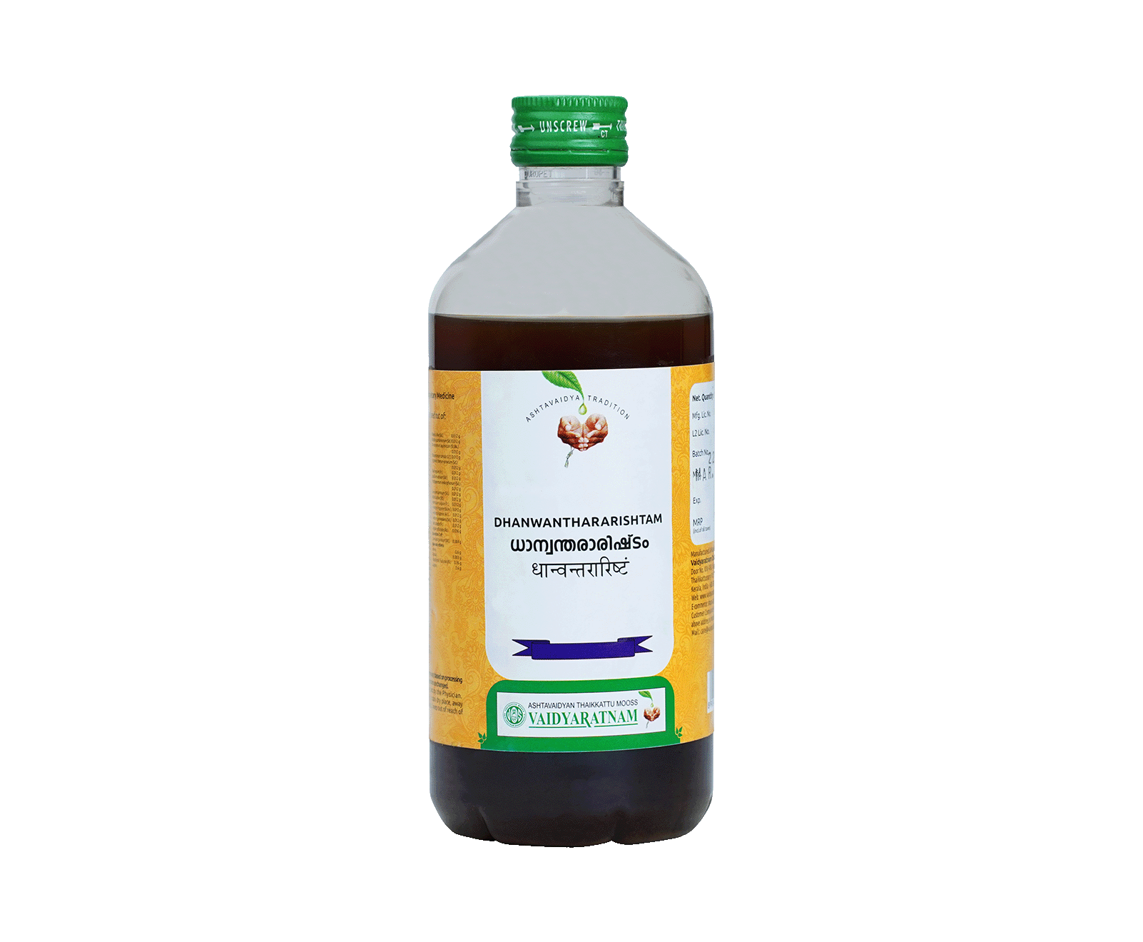 Dhanwantharistham 450 ml - Vaidyaratnam Ayurveda