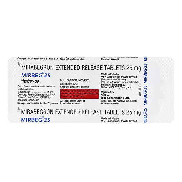 Mirbeg 25mg Tablet 10'S