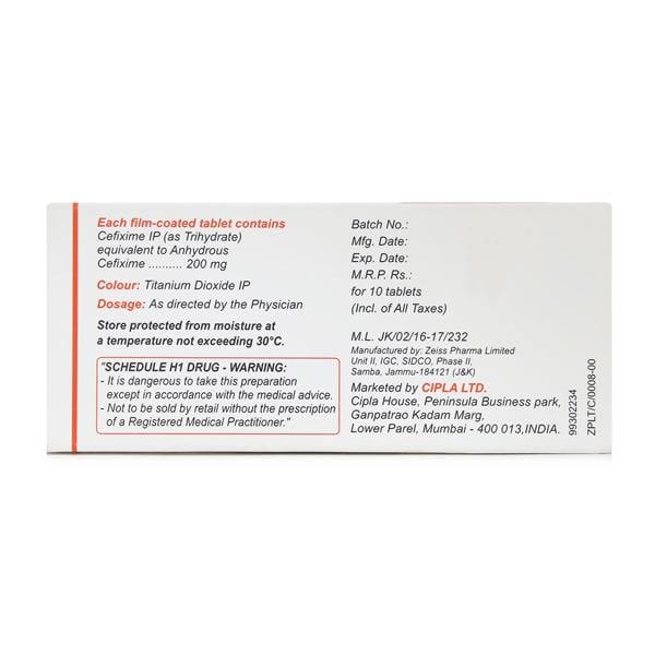 Cefix 200mg Tablet 10'S