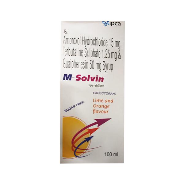 M Solvin Sugar Free Lime and Orange Flavour Expectorant 100ml - Global Surgicals