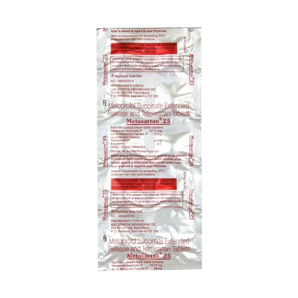 Metosartan 25mg Tablet 10'S
