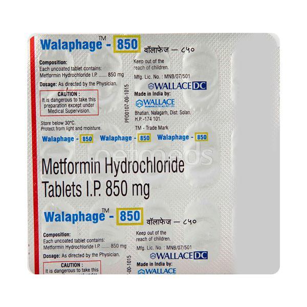 Walaphage 850mg Tablet 15'S