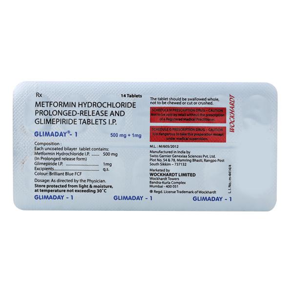 Glimaday 1mg Tablet 14'S