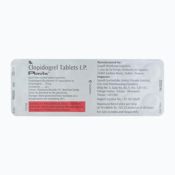 Plavix 75mg Tablet 14'S