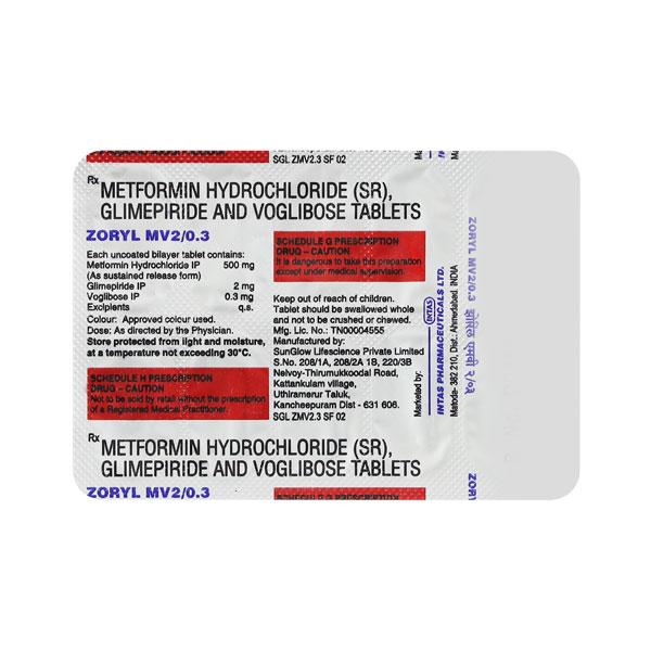 Zoryl Mv 2/0.3Mg Tablet 10's