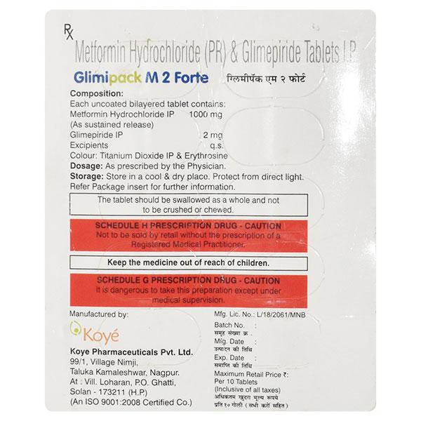 Glimipack M Forte 2/1000mg Tablet 30'S