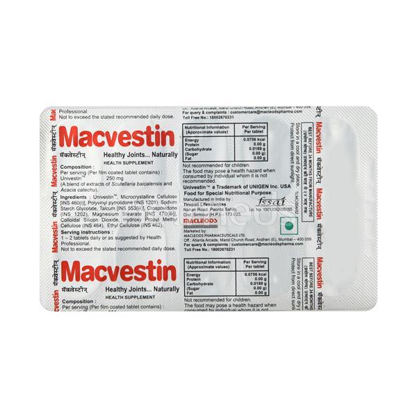 Macvestin 250mg Tablet 10'S - Global Surgicals