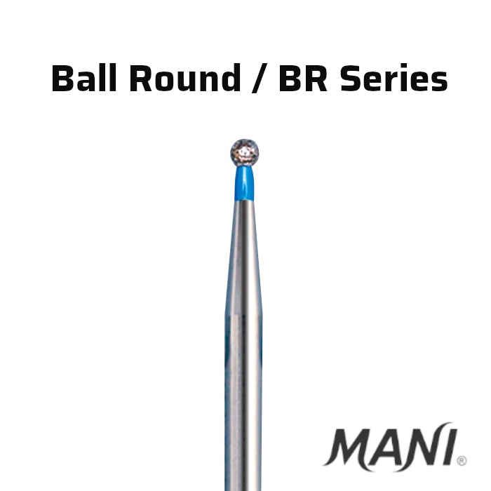 Mani Ball Round (BR) Series Regular Shank Diamond Burs - Global Surgicals