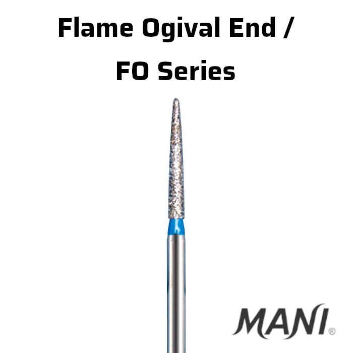 Mani Flame Ogival (FO) Series Short Shank Diamond Burs - Global Surgicals