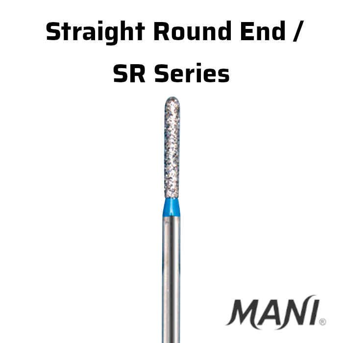 Mani Straight Round End (SR) Series Regular Shank Diamond Burs - Global Surgicals