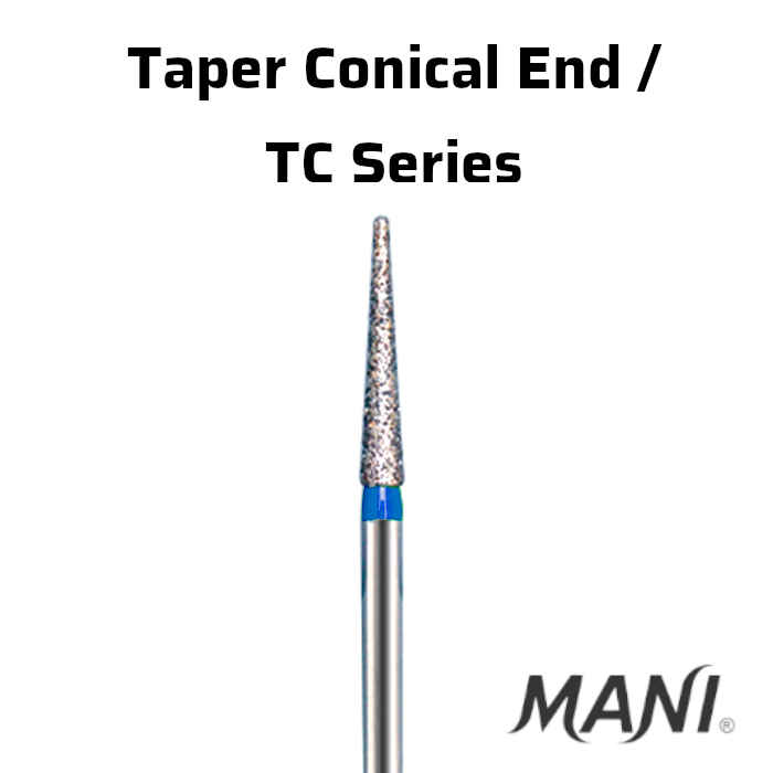 Mani Taper Conical End (TC) Series Short Shank Diamond Burs - Global Surgicals
