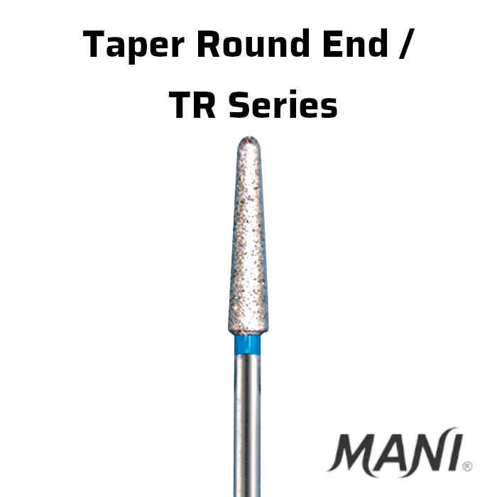 Mani Taper Round End (TR) Series Short Shank Diamond Burs - Global Surgicals