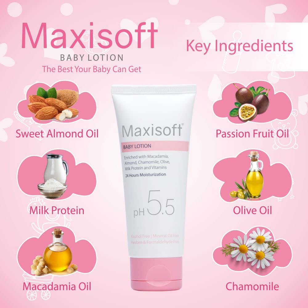 Maxisoft Baby Lotion (100ml) – Daily Moisturizer for Soft, Dry Skin | Gentle & Safe for Kids, All Skin Types | Pack of 1 - Global Surgicals