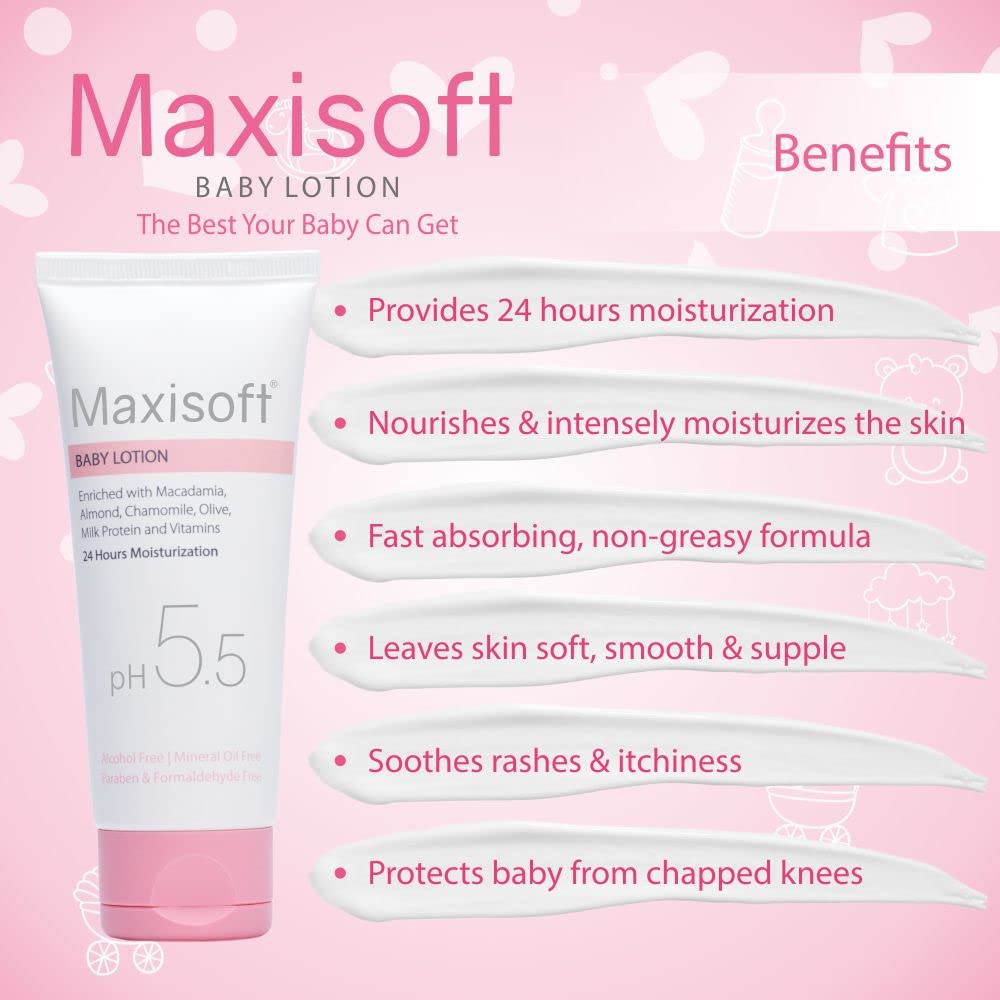 Maxisoft Baby Lotion (100ml) – Daily Moisturizer for Soft, Dry Skin | Gentle & Safe for Kids, All Skin Types | Pack of 1 - Global Surgicals