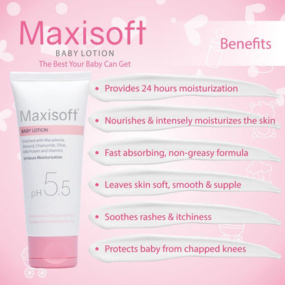 Maxisoft Baby Lotion (100ml) – Daily Moisturizer for Soft, Dry Skin | Gentle & Safe for Kids, All Skin Types | Pack of 1 - Global Surgicals
