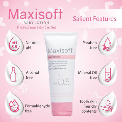 Maxisoft Baby Lotion (100ml) – Daily Moisturizer for Soft, Dry Skin | Gentle & Safe for Kids, All Skin Types | Pack of 1 - Global Surgicals