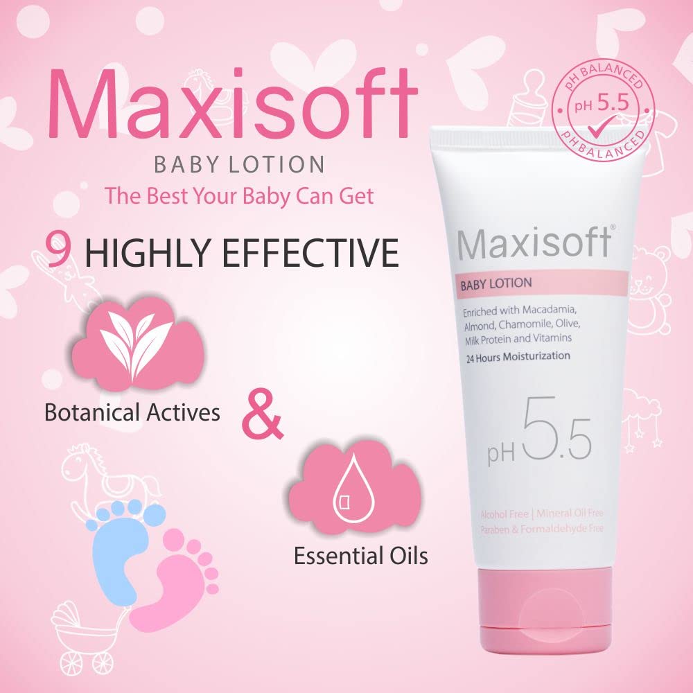 Maxisoft Baby Lotion (100ml) – Daily Moisturizer for Soft, Dry Skin | Gentle & Safe for Kids, All Skin Types | Pack of 1 - Global Surgicals