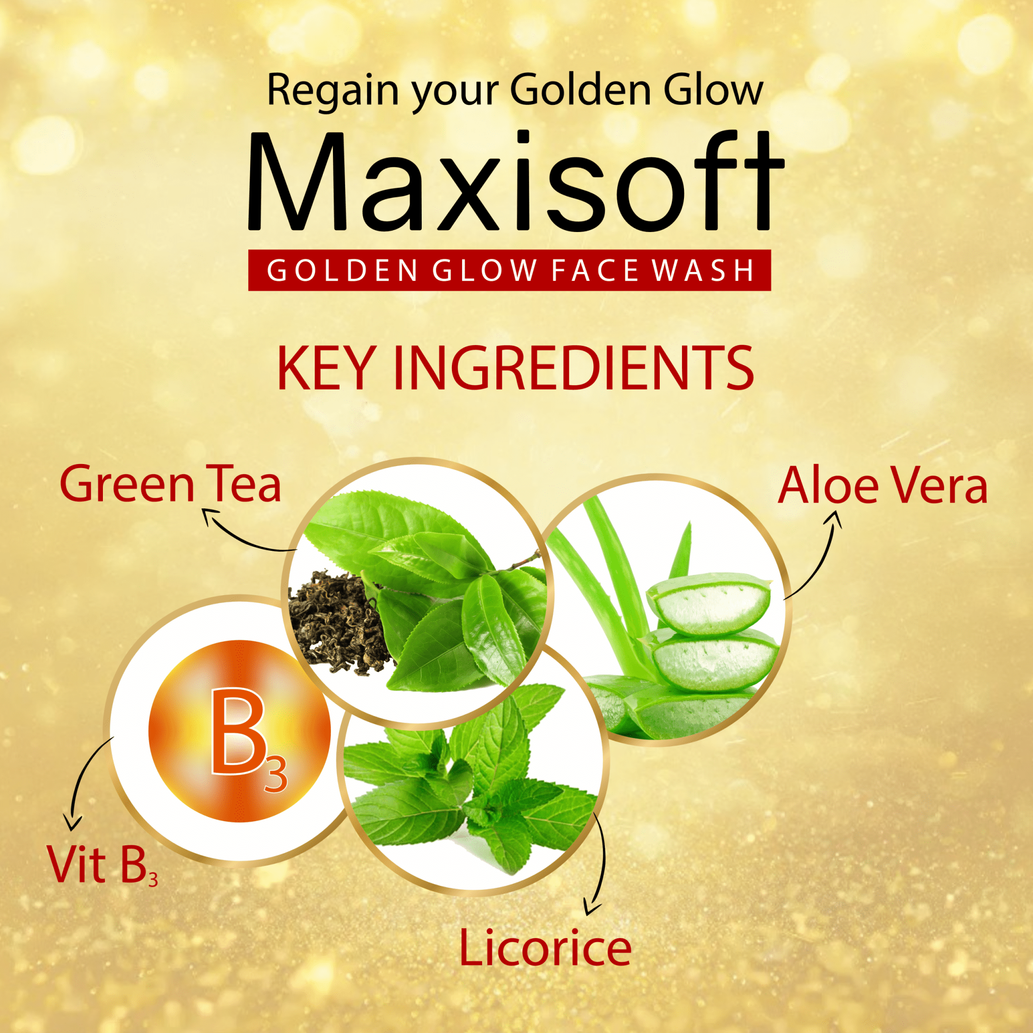 Maxisoft Golden Glow Face Wash | Nourishes & Brightens Skin |Reduces Dullness & Dark Spots |All Skin Types |For Men & Women|Paraben Free| With PH balance - Global Surgicals