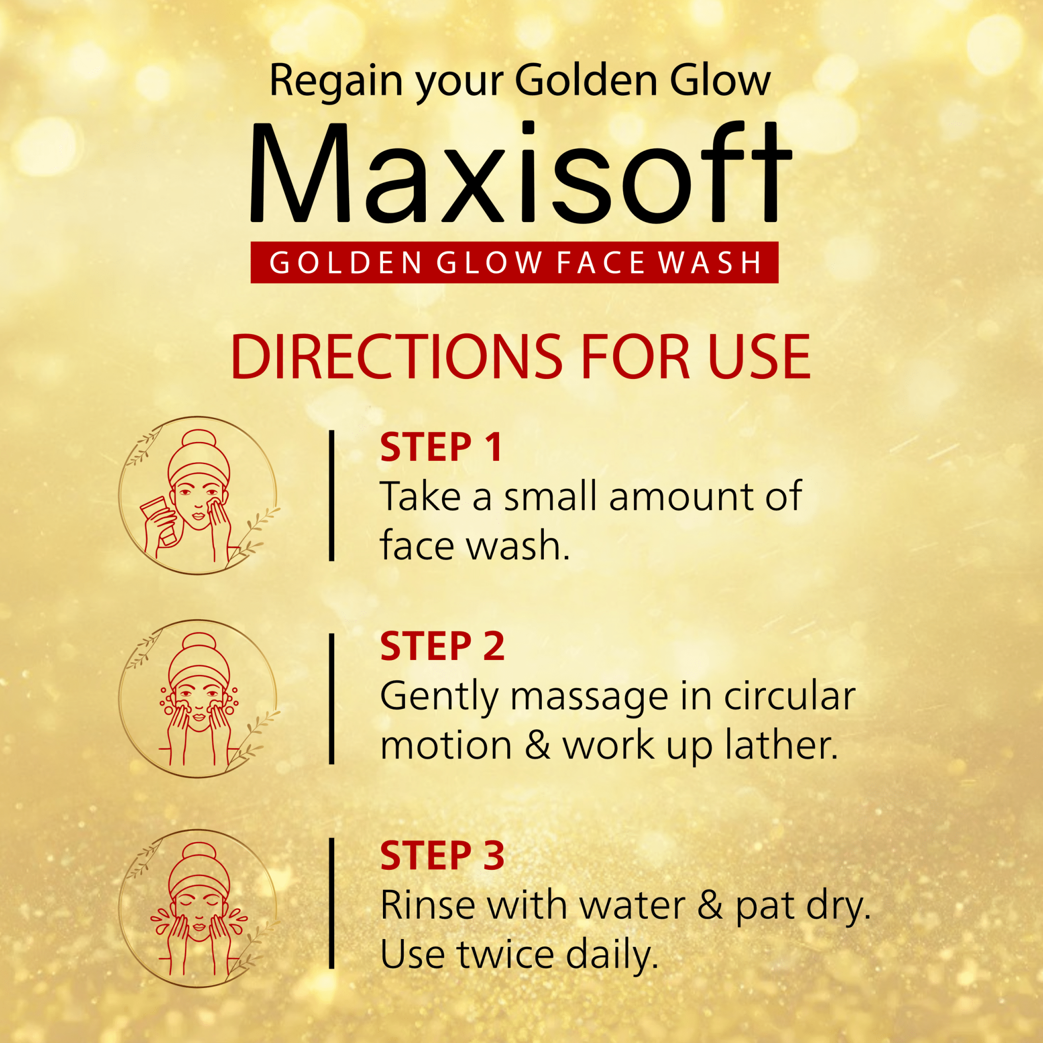 Maxisoft Golden Glow Face Wash | Nourishes & Brightens Skin |Reduces Dullness & Dark Spots |All Skin Types |For Men & Women|Paraben Free| With PH balance - Global Surgicals