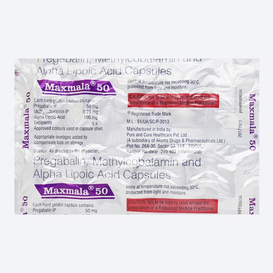 Maxmala 50mg Capsule 10'S - Global Surgicals