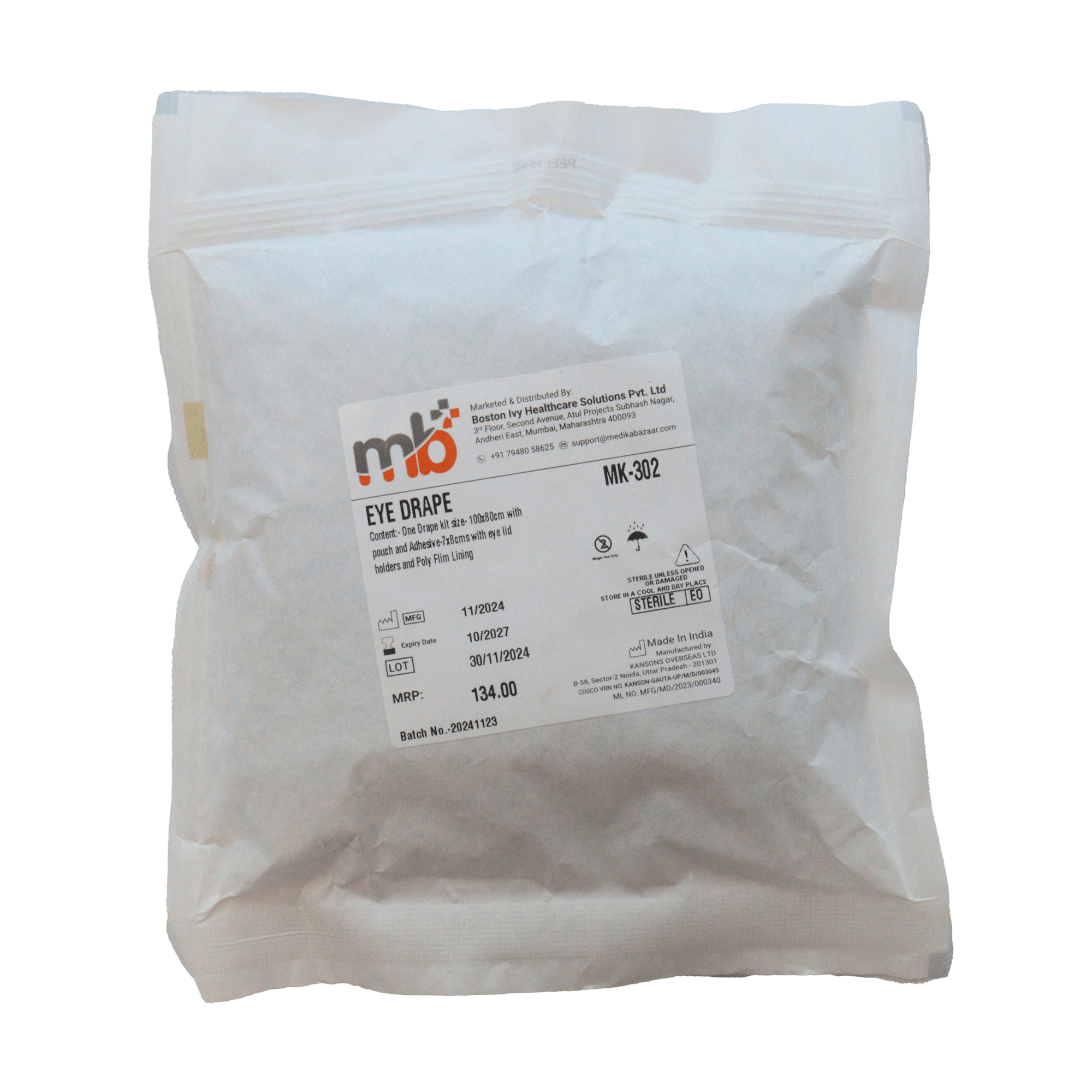 mb+ Eye Drape with Pouch and Double Lining - Global Surgicals