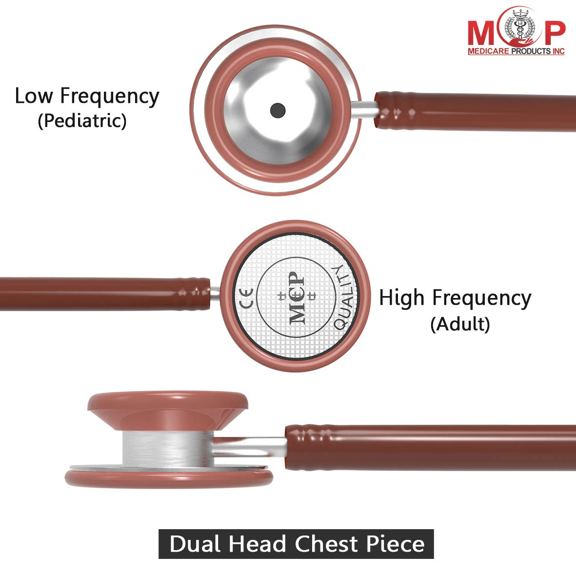 MCP WAVE ST - WA01 Dual Head Stethoscope Adult (Chocolate Brown) - Global Surgicals