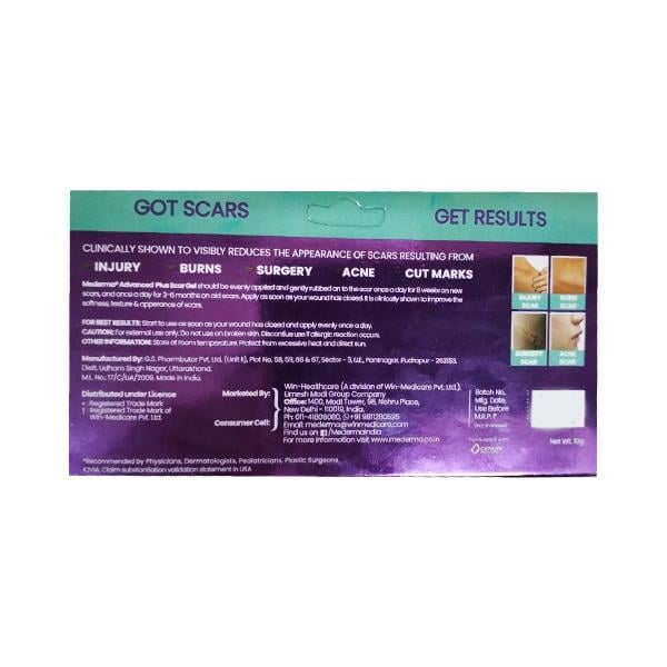 MEDERMA ADVANCED PLUS SCAR Gel 10gm - Global Surgicals