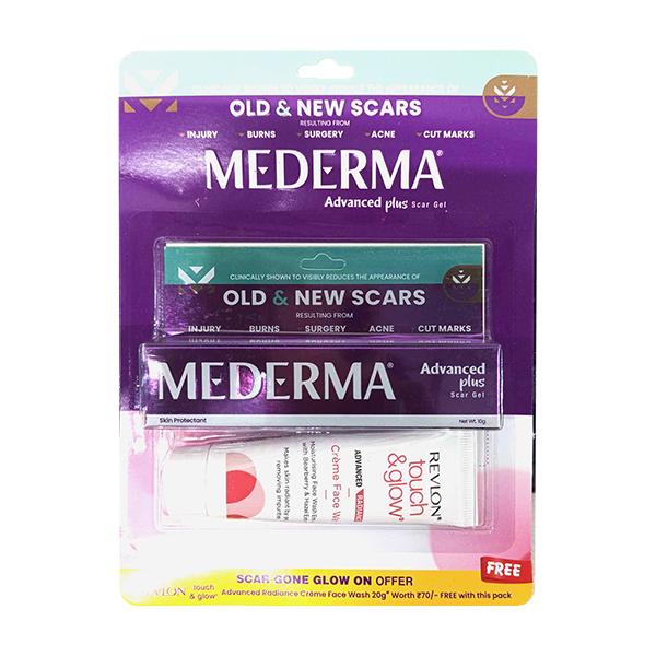 MEDERMA NEW ADVANCED PLUS SCAR (FREE REVLON TOUCH & GLOW CREME FACE WASH 20GM) Gel 10g - Global Surgicals