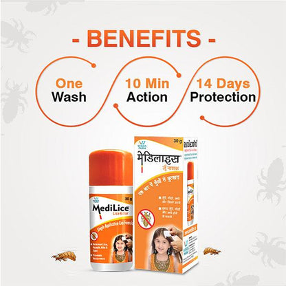 MEDILICE ANTI LICE HAIR Wash 30gm - Global Surgicals