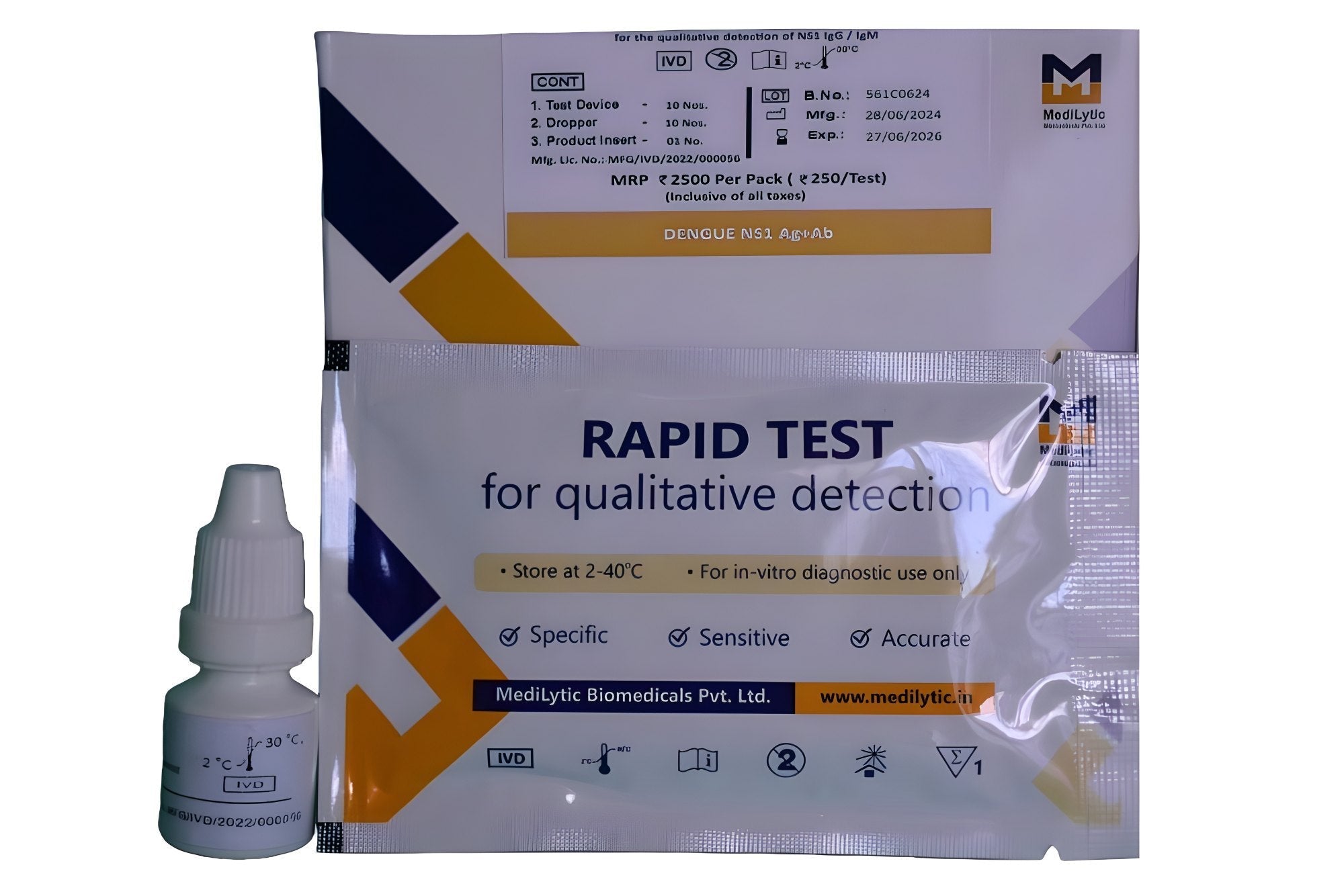 Medilytic Biomedicals Dengue NS1 IgG/IgM Rapid Card - Global Surgicals