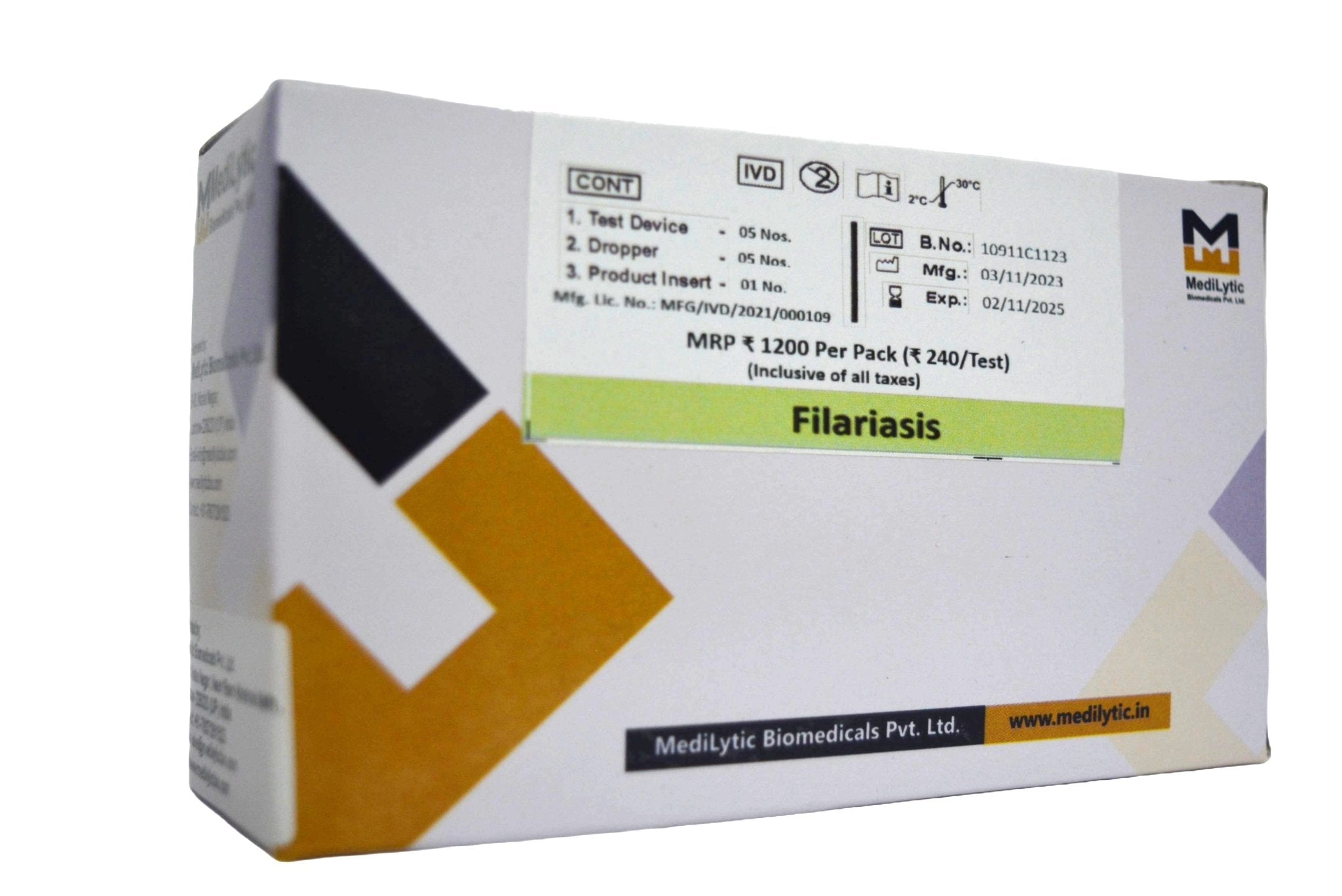 Medilytic Biomedicals Filariasis Antibody Rapid Card - Global Surgicals
