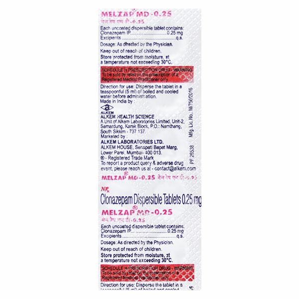 MELZAP MD 0.25 Tablet 15's - Global Surgicals