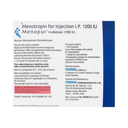 MENOPUR MULTIDOSE 1200iu Injection 1's - Global Surgicals