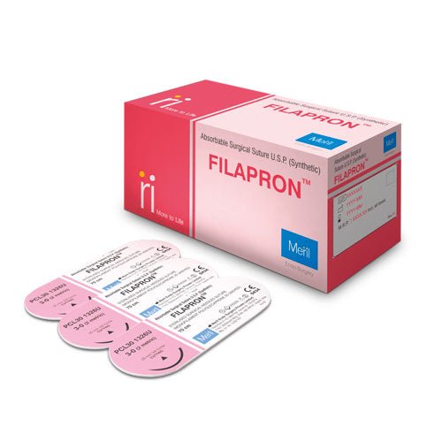 Meril Filapron Poliglecaprone Monofilament Suture 3 - 0 - Global Surgicals