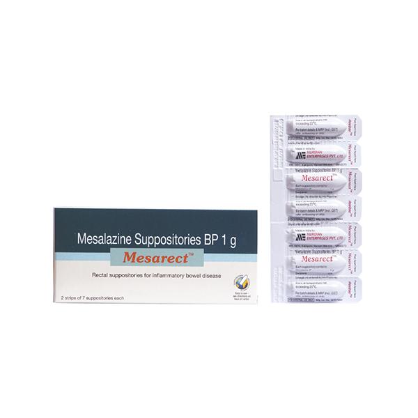 MESARECT 1g Suppositories 2x7's - Global Surgicals