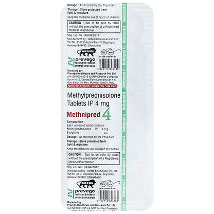 METHNIPRED 4 Tablet 10's - Global Surgicals