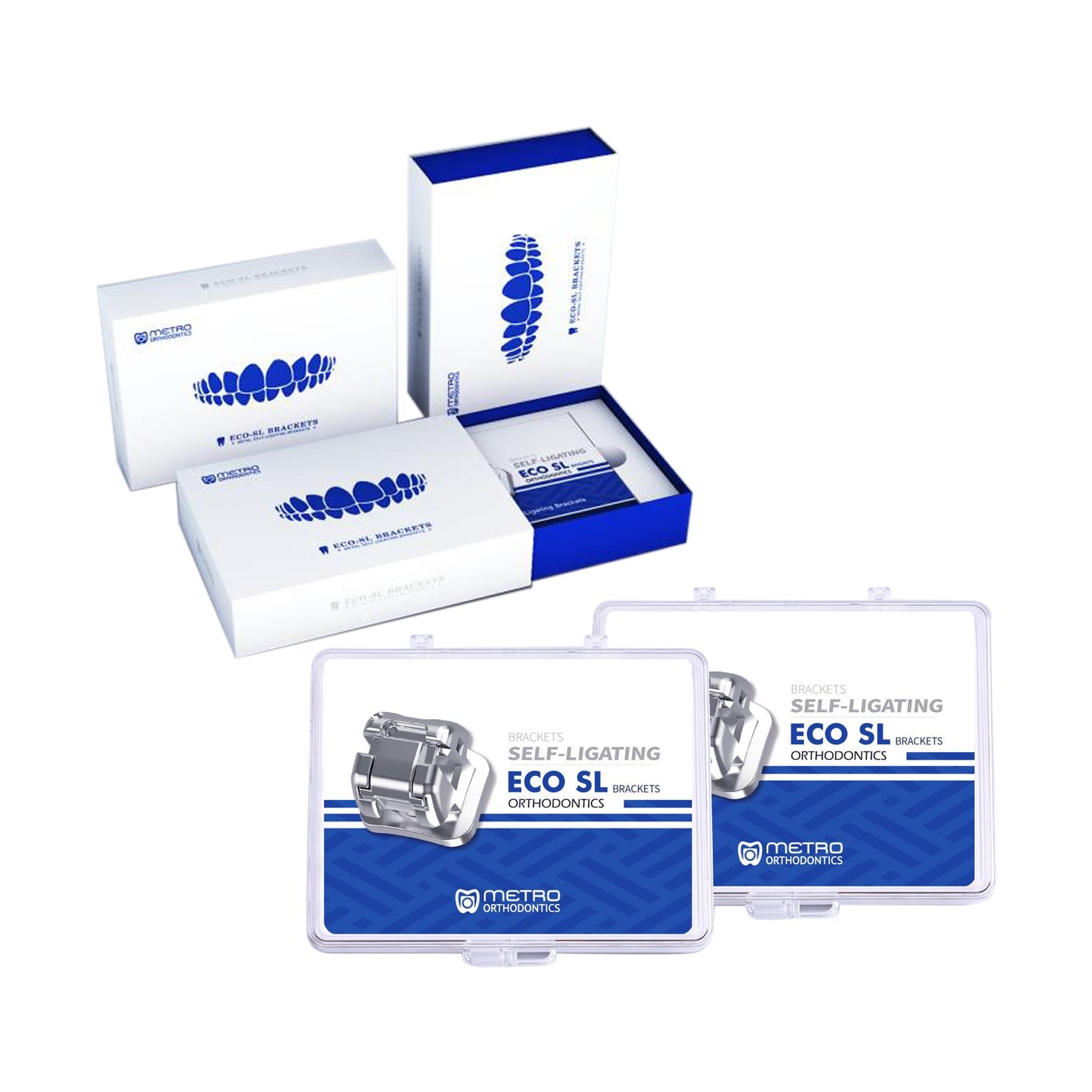 Metro Orthodontics Eco SL Pack of 20 (Wire & Instrument included) Metal Self - Ligating Brackets - Global Surgicals