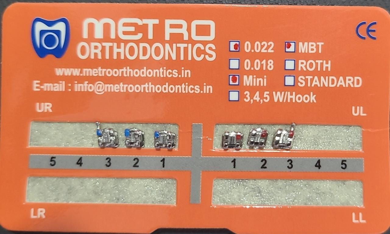 Metro Orthodontics Gold Series Upper 3 - 3 022 Metal Conventional Brackets - Global Surgicals