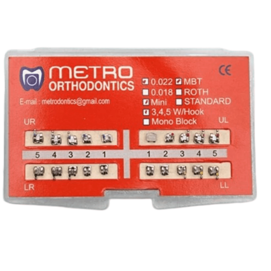 Metro Orthodontics Gold Series Upper Only 5 - 5 022 Metal Conventional Brackets - Global Surgicals