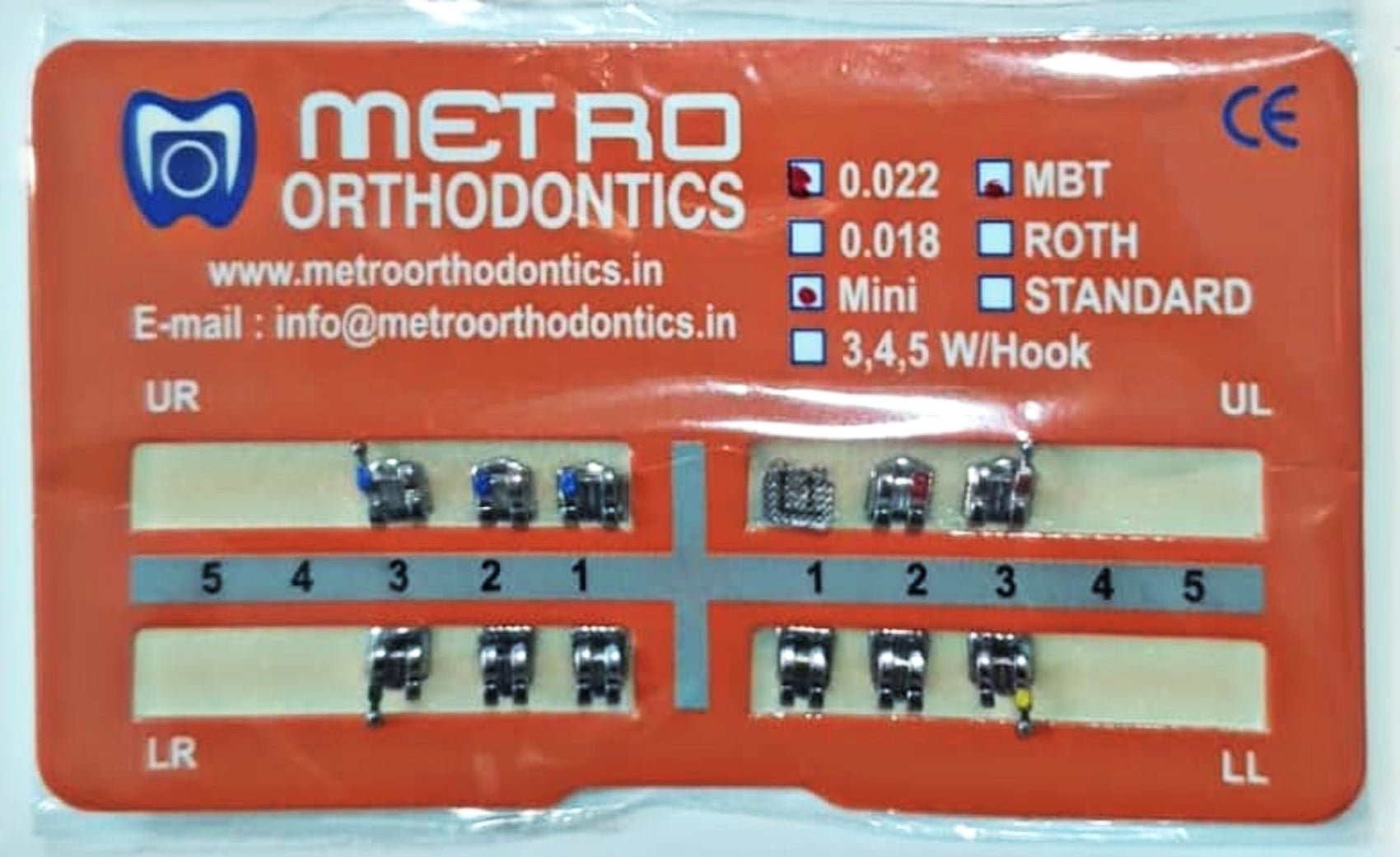 Metro Orthodontics Gold Series Upper/Lower 3 - 3 022 Metal Conventional Brackets - Global Surgicals