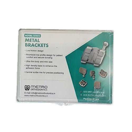 Metro Orthodontics Royal Series Pack of 20 Metal Conventional Brackets - Global Surgicals