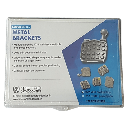 Metro Orthodontics Super Series Pack of 20 Metal Conventional Brackets - Global Surgicals