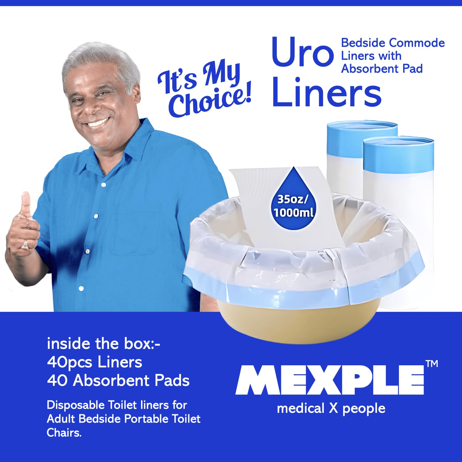 Mexple UroLiners Bedside Commode Liners - Global Surgicals