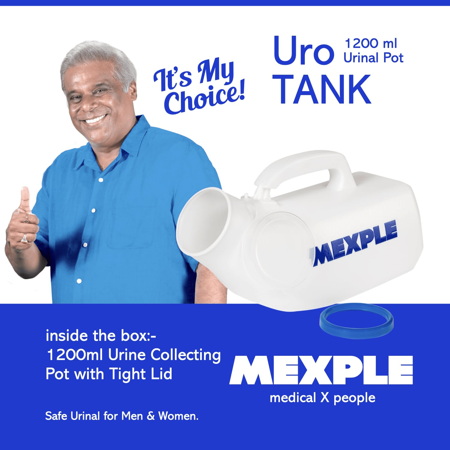 Mexple Urotank Urine Container - Male - Global Surgicals