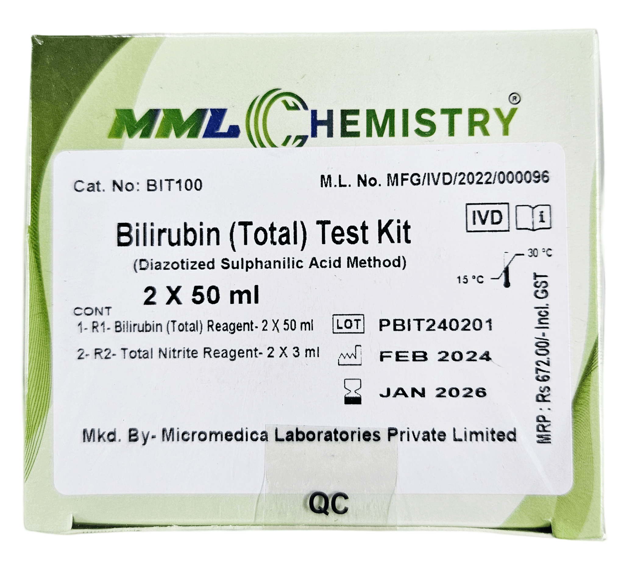 Micro Medica Bilirubin Total Liquid - Global Surgicals