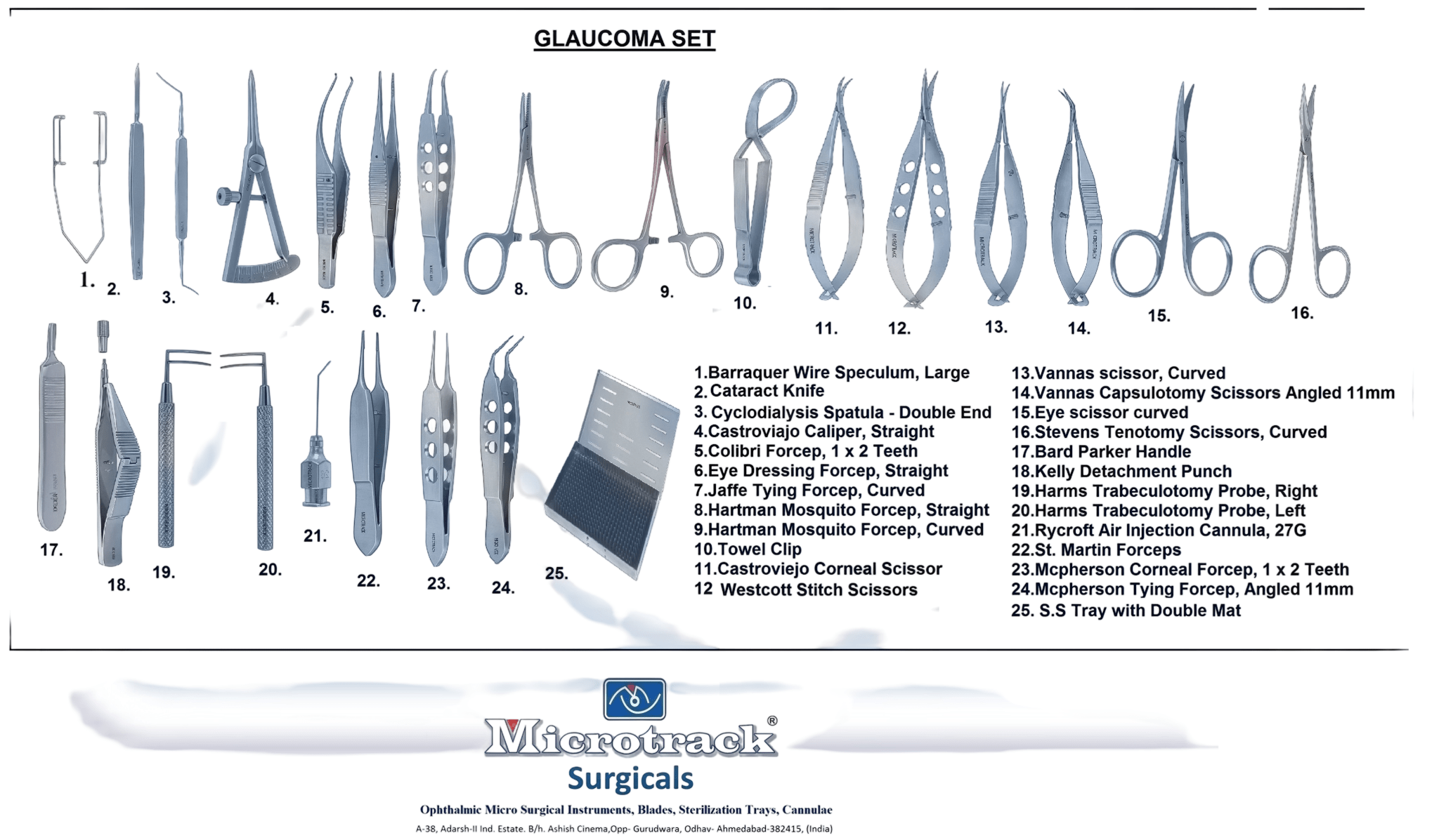Microtrack Glaucoma Surgical Instruments Set - Global Surgicals