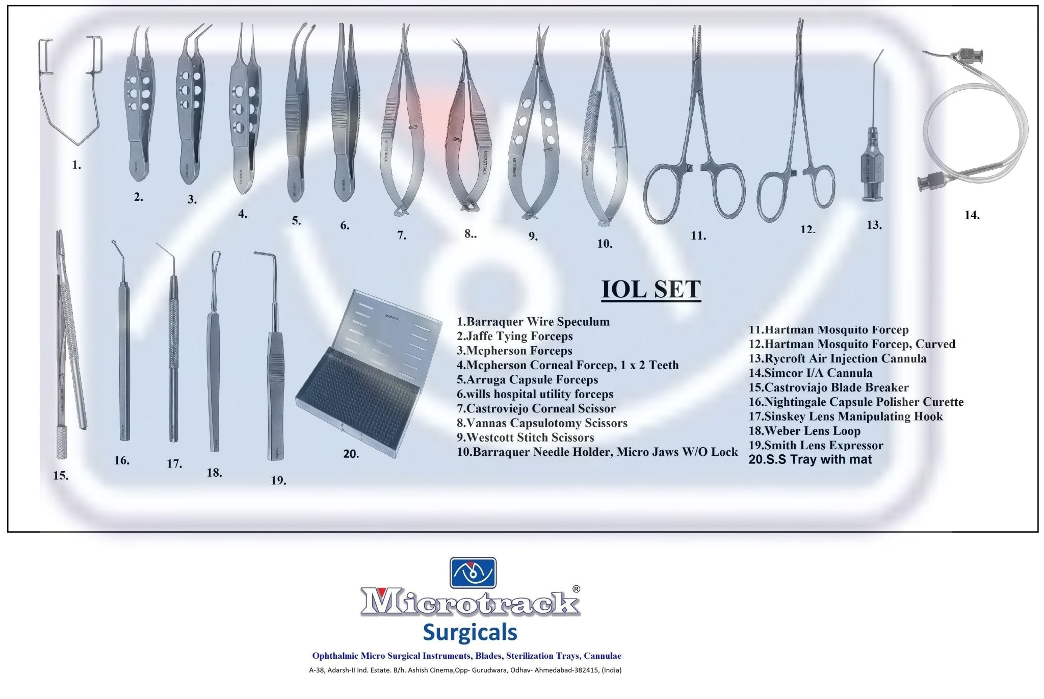 Microtrack iol Surgical Instruments Set - Global Surgicals