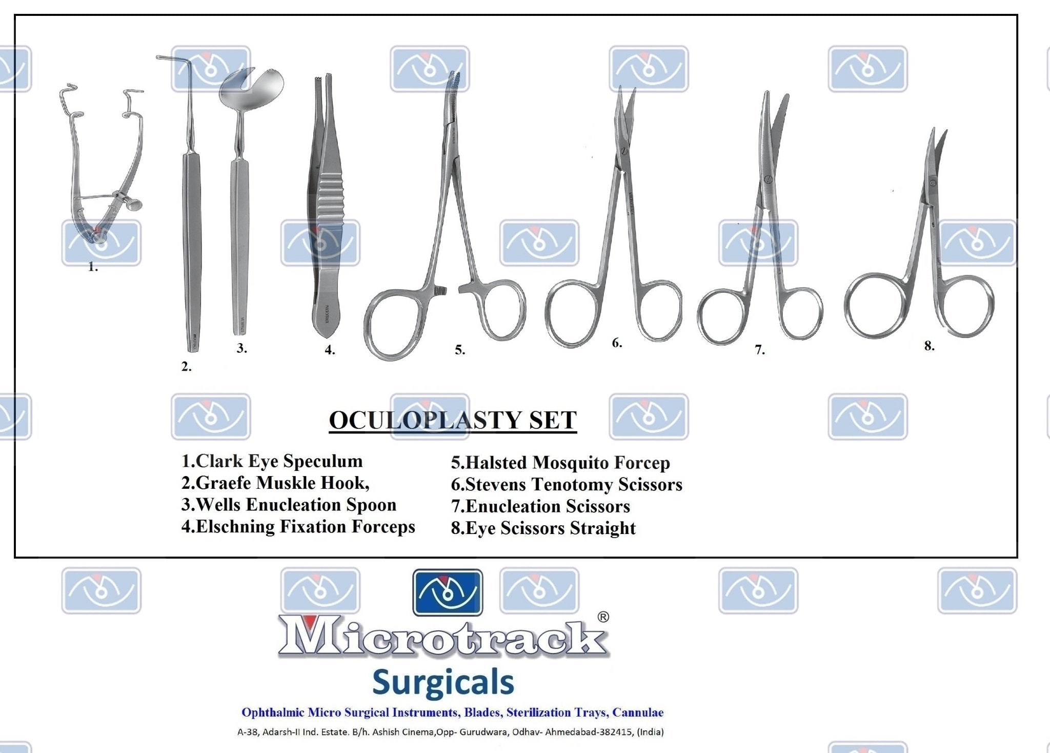 Microtrack Oculoplasty Surgical Instrument Set - Global Surgicals